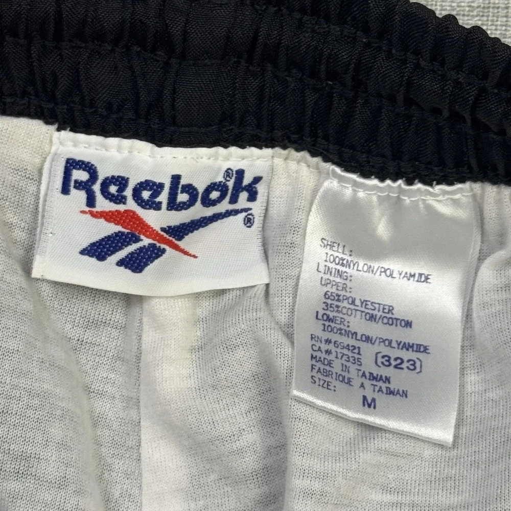 Reebok Vintage Windbreaker Track Pants Mens Medium Black Lightweight Drawstring